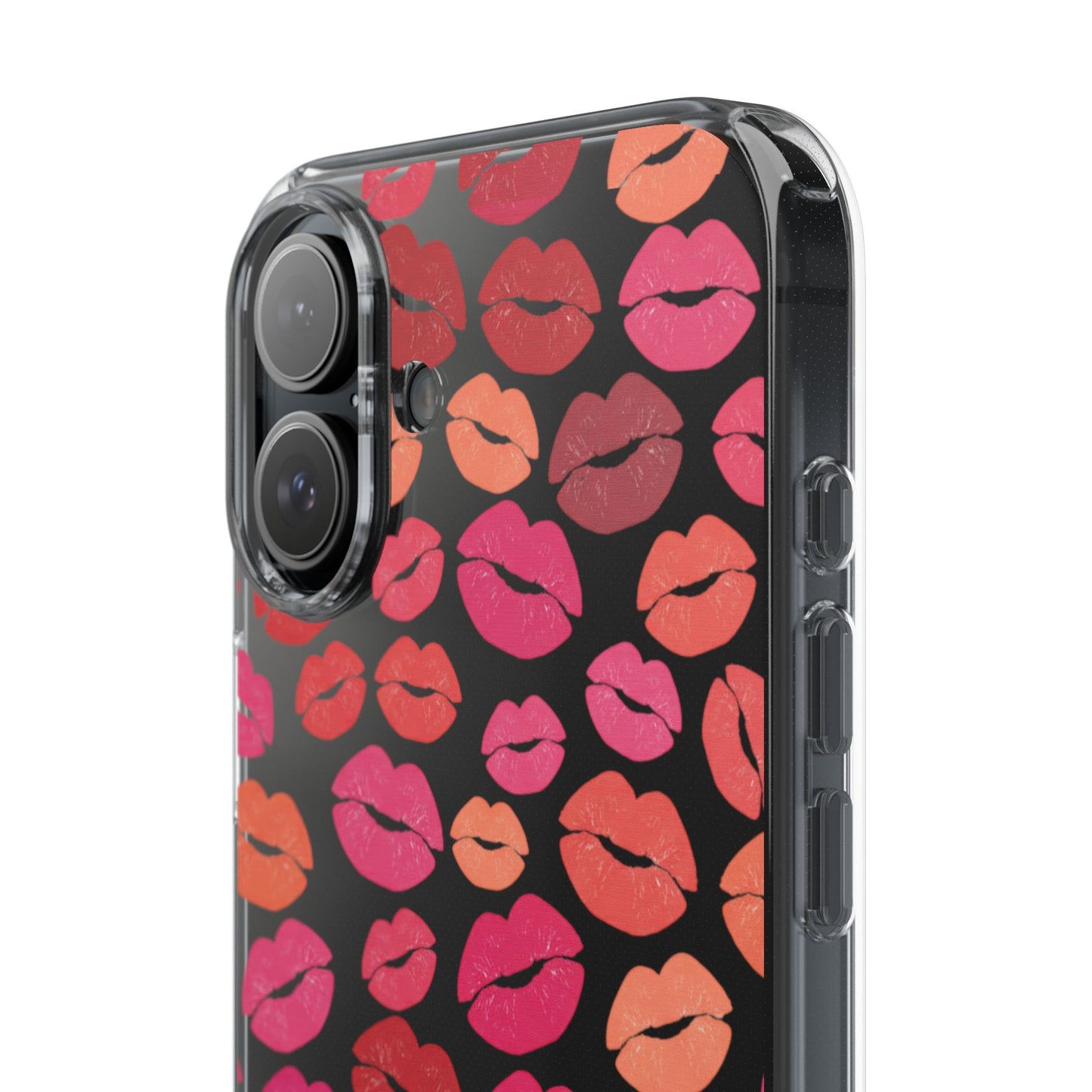 Kiss Print Clear Phone Case | Red Lip Pattern Impact-Resistant Case
