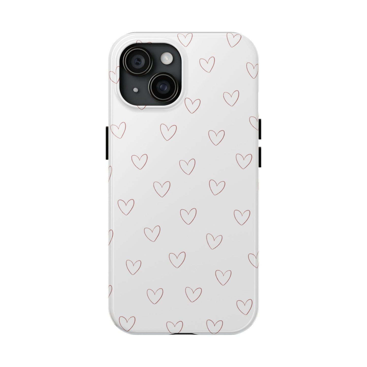 Hand-Drawn Hearts Tough Phone Case | Minimal Pink Heart Pattern