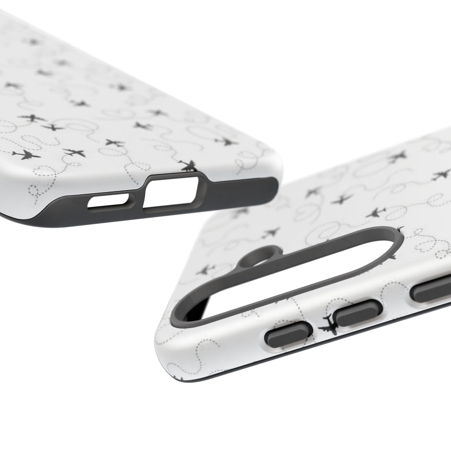 Minimal Paper Airplane Pattern Phone Case – Black White Aesthetic Tough Cover