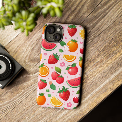 Fruit Phone Case – Tough Shockproof, Strawberry Cherry Citrus Summer Design for Iphone, Samsung Galaxy and Pixel