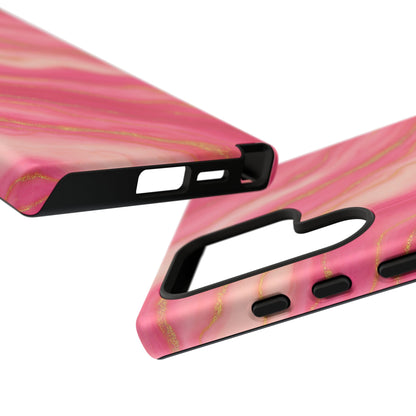 Pink Marble Phone Case | Rose Gold Swirl Aesthetic Tough Protective Case