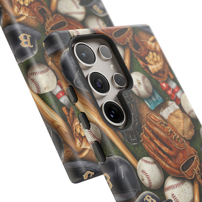Baseball Gear Collage Phone Case – Vintage Baseball Equipment Sports Tough Case