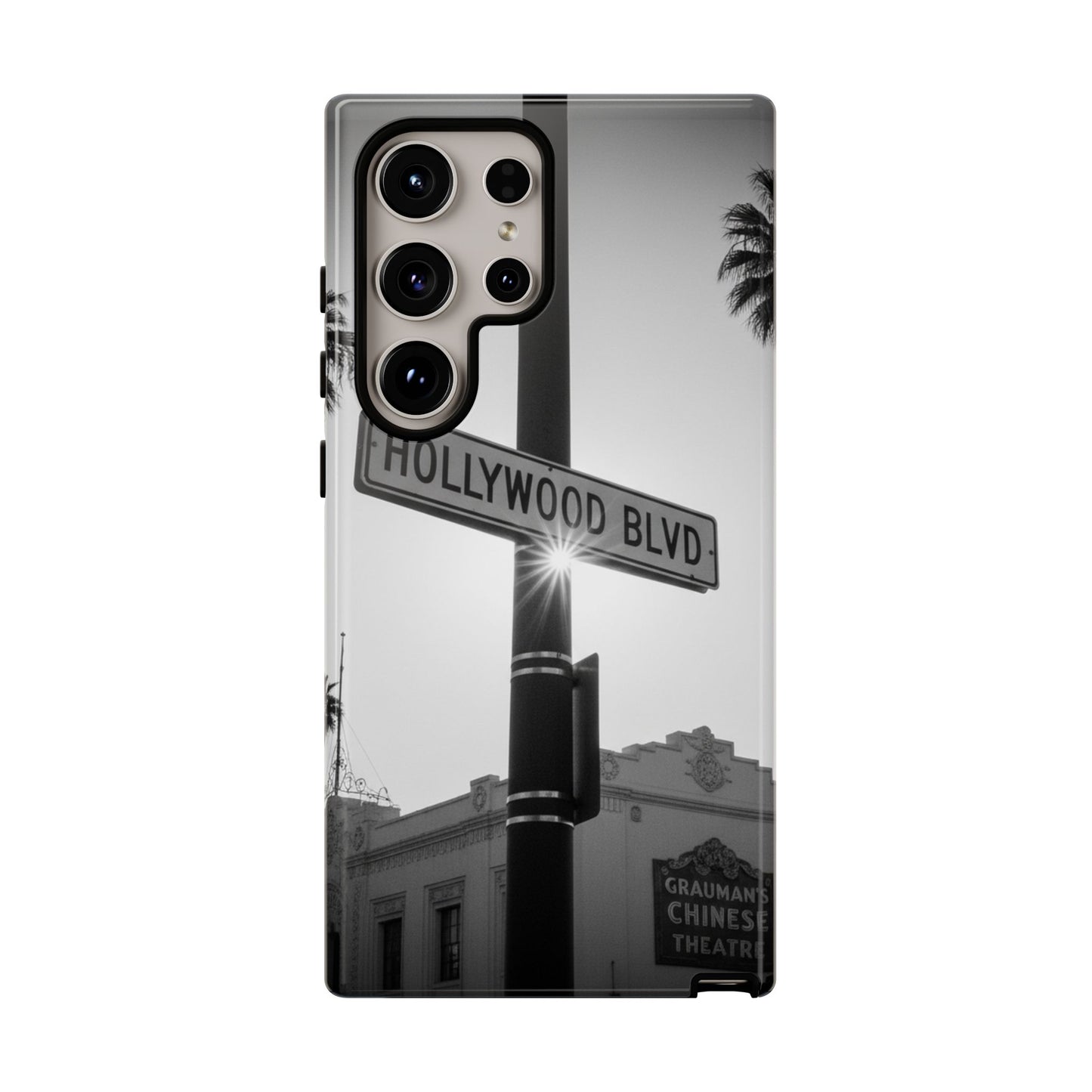 Hollywood Blvd Phone Case | Vintage Los Angeles Street Sign | Black & White LA Aesthetic