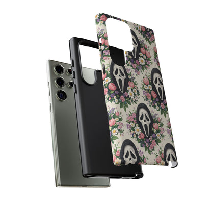 Floral Ghost Face Aesthetic Phone Case – Cute Spooky Tough Cover