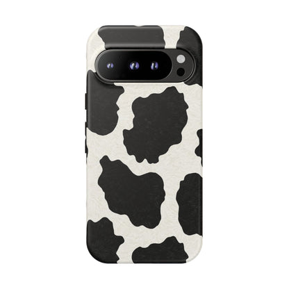 Black & White Cow Print Phone Case | Western Aesthetic iPhone & Samsung Tough Case
