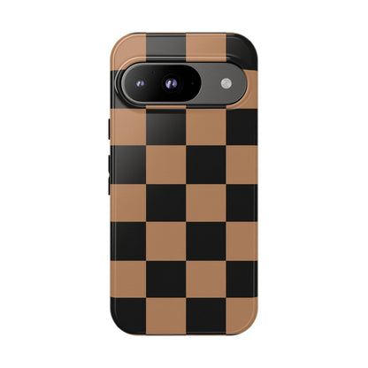 Brown Checkered Phone Case | Aesthetic Checkerboard iPhone & Samsung Tough Case