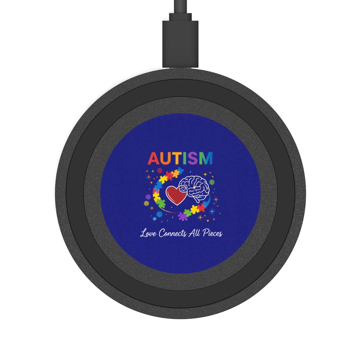 Autism Puzzle Heart brain design Wireless Charging Pad