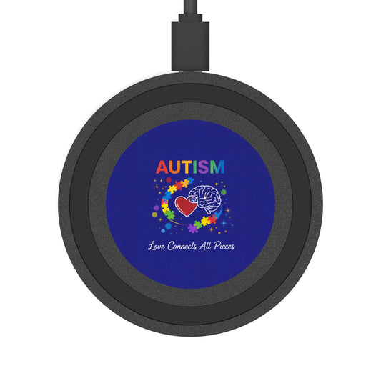 Autism Puzzle Heart brain design Wireless Charging Pad