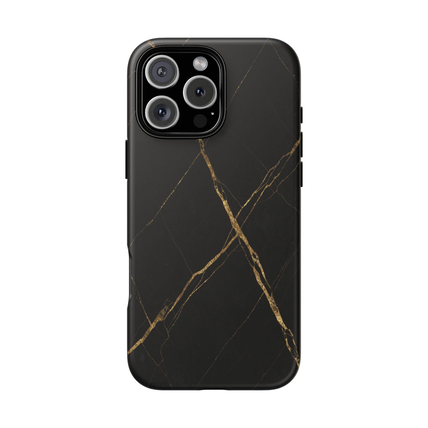 Black Marble Phone Case with Gold Veins – Luxury Minimal Aesthetic Tough Case