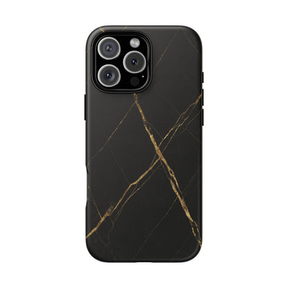 Black Marble Phone Case with Gold Veins – Luxury Minimal Aesthetic Tough Case