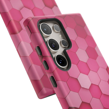 Hot Pink Hexagon Phone Case | Honeycomb Geometric Aesthetic | Cute Pink iPhone & Samsung Tough Protective Case