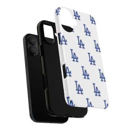 Blue LA Monogram Pattern Phone Case | Minimal Baseball Inspired Tough Cover