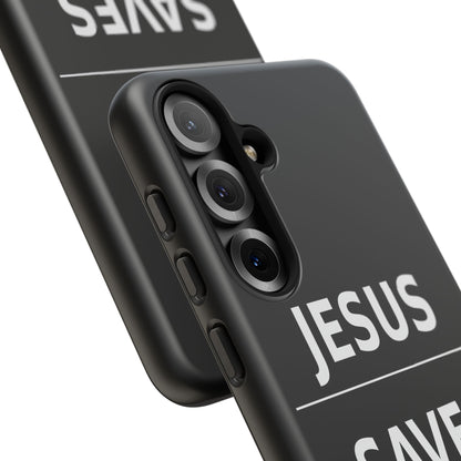 Jesus Saves Phone Case Christian Religious Minimalist Black Tough Cover