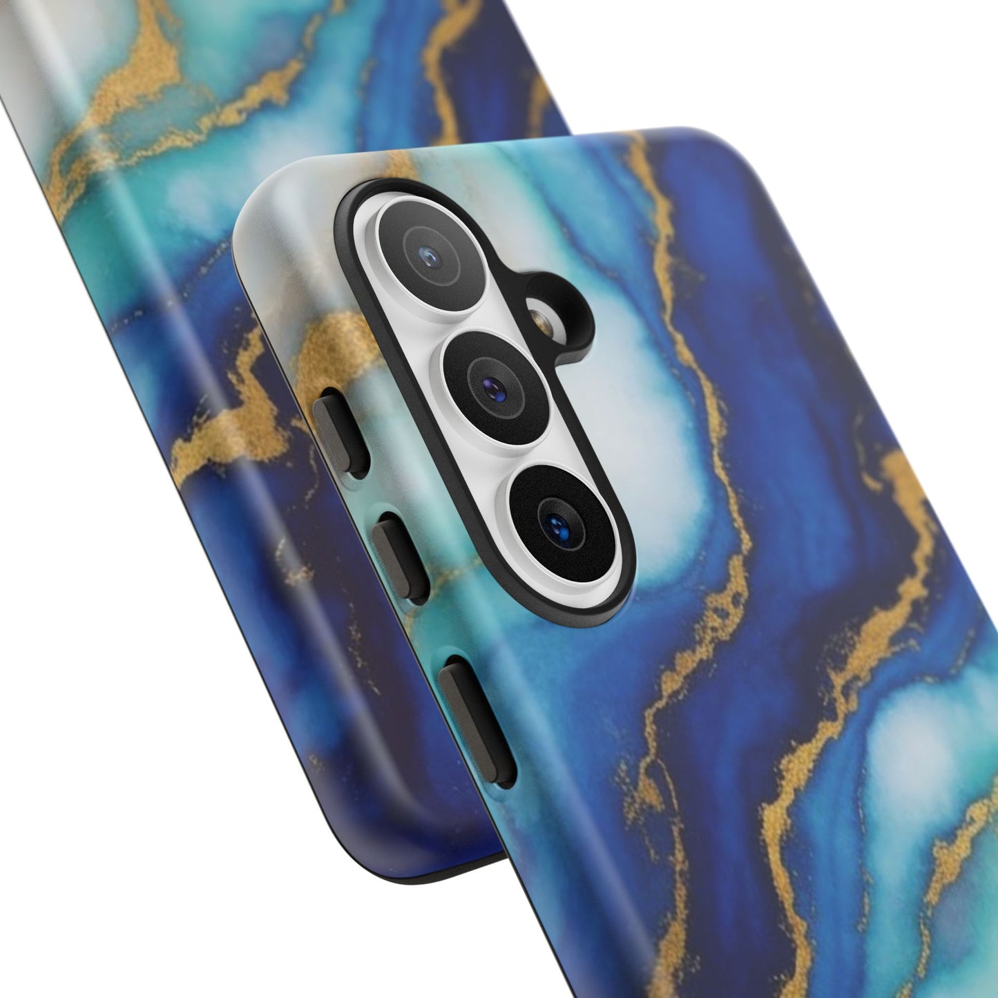Blue & Gold Marble Phone Case – Luxury Resin Art Tough Case (iPhone, Samsung, Pixel)