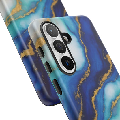 Blue & Gold Marble Phone Case – Luxury Resin Art Tough Case (iPhone, Samsung, Pixel)