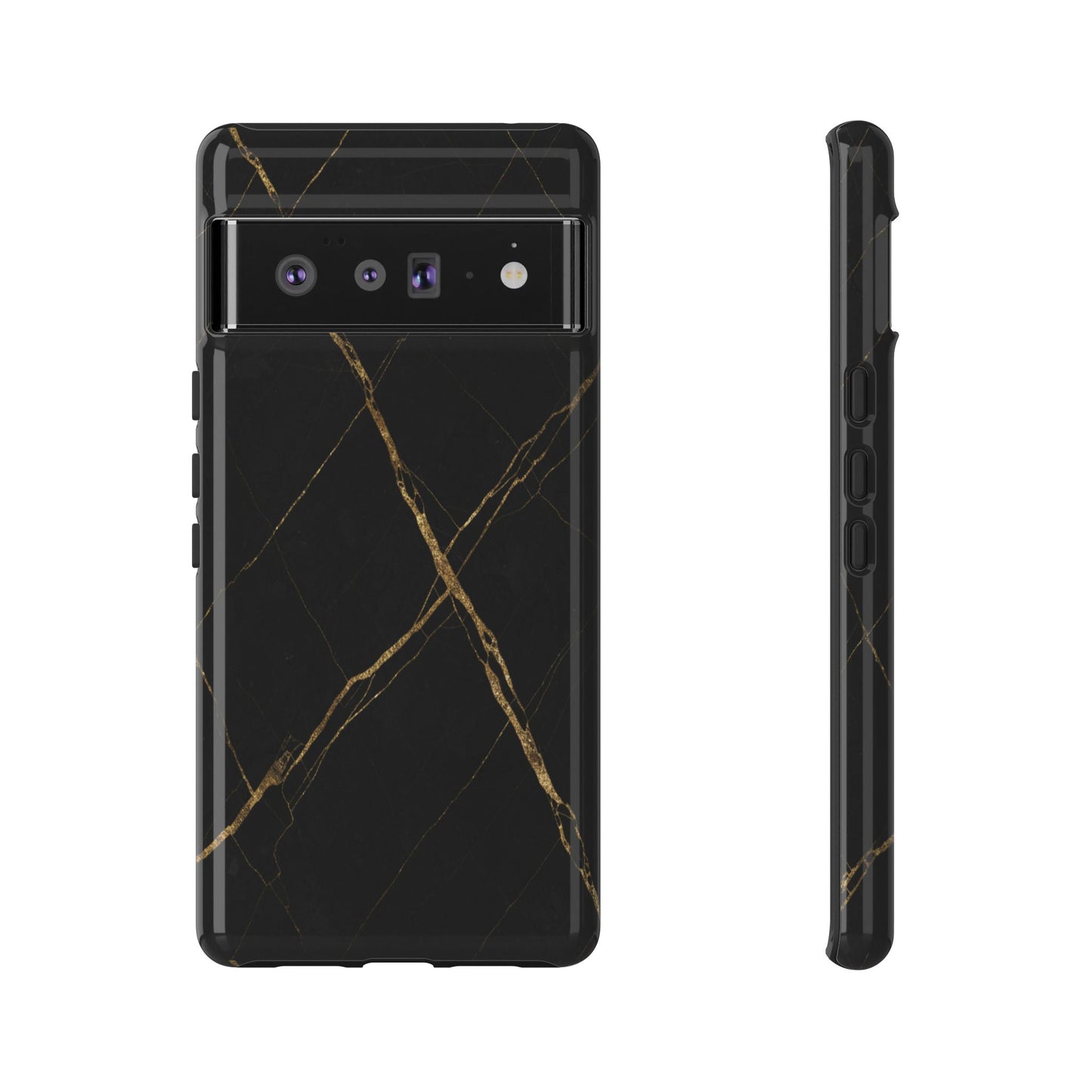 Black Marble Phone Case with Gold Veins | Minimal Luxury Tough Case