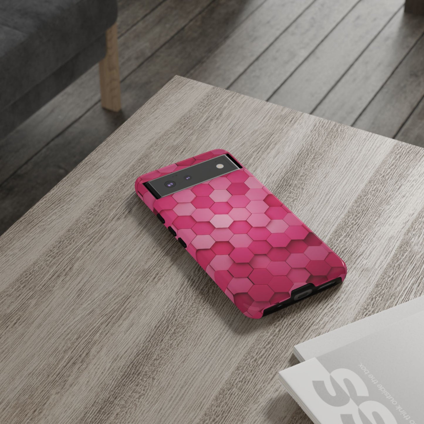 Hot Pink Hexagon Phone Case | Honeycomb Geometric Aesthetic | Cute Pink iPhone & Samsung Tough Protective Case
