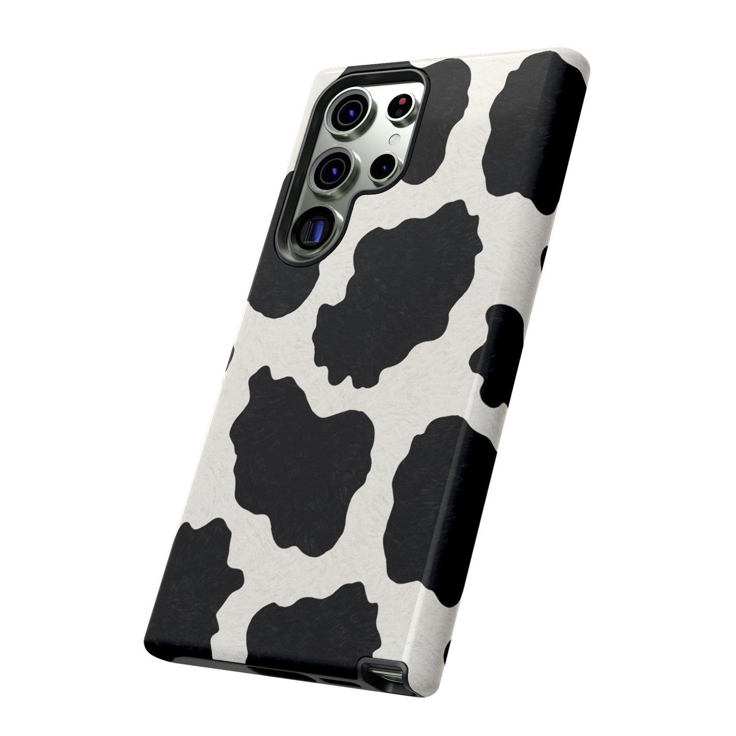 Black & White Cow Print Phone Case | Western Aesthetic iPhone & Samsung Tough Case
