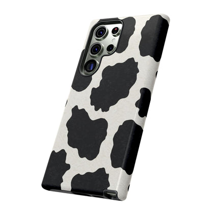 Black & White Cow Print Phone Case | Western Aesthetic iPhone & Samsung Tough Case