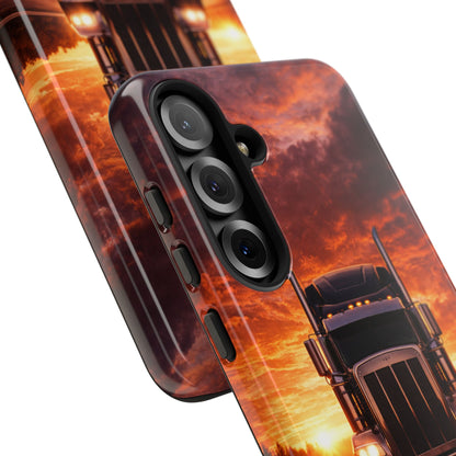 Big Rig Truck Phone Case Sunset Highway Semi Truck iPhone Samsung Cover