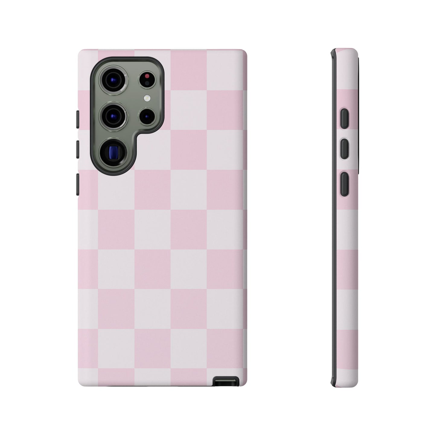 Light Pink Checkerboard Phone Case | Pastel Aesthetic Checkered iPhone & Samsung Tough Case