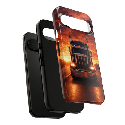 Big Rig Truck Phone Case Sunset Highway Semi Truck iPhone Samsung Cover