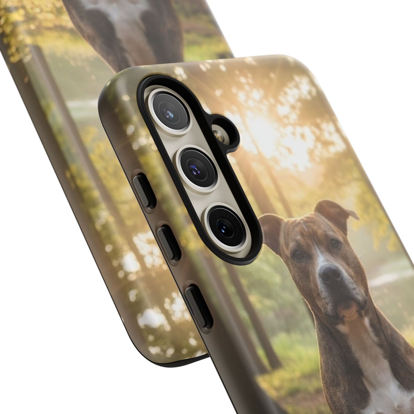 Pitbull Portrait Phone Case | Dog Lover Tough Case, Sunset Forest