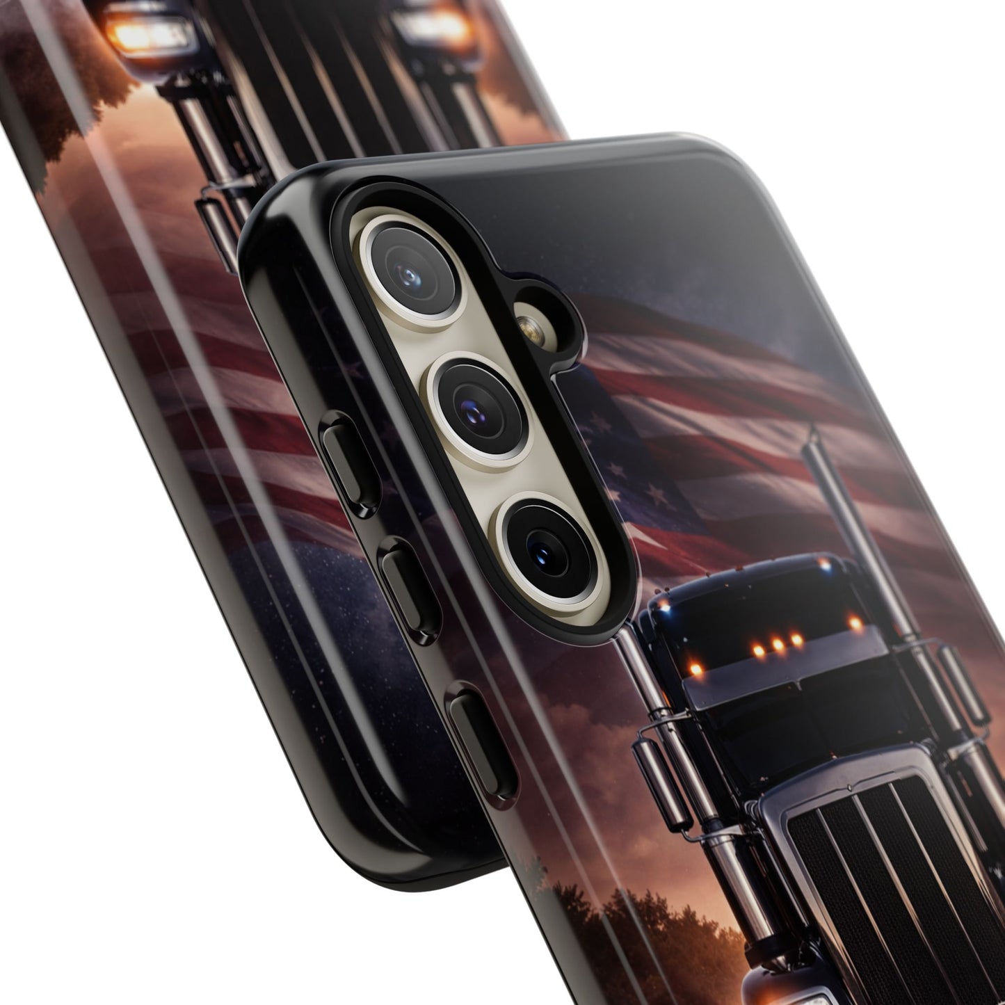 Semi Truck Phone Case American Flag Big Rig Trucker Gift iPhone Samsung