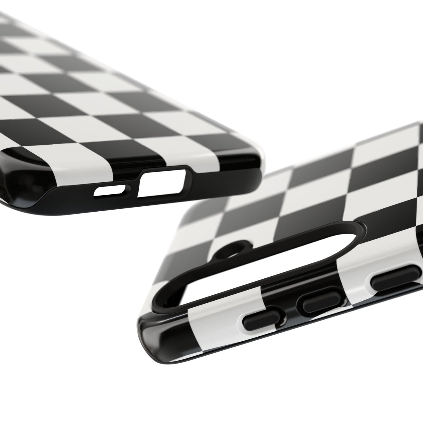 Black & White Checkerboard Phone Case – Classic Aesthetic Tough Protective Case