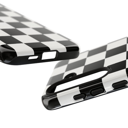 Black & White Checkerboard Phone Case – Classic Aesthetic Tough Protective Case