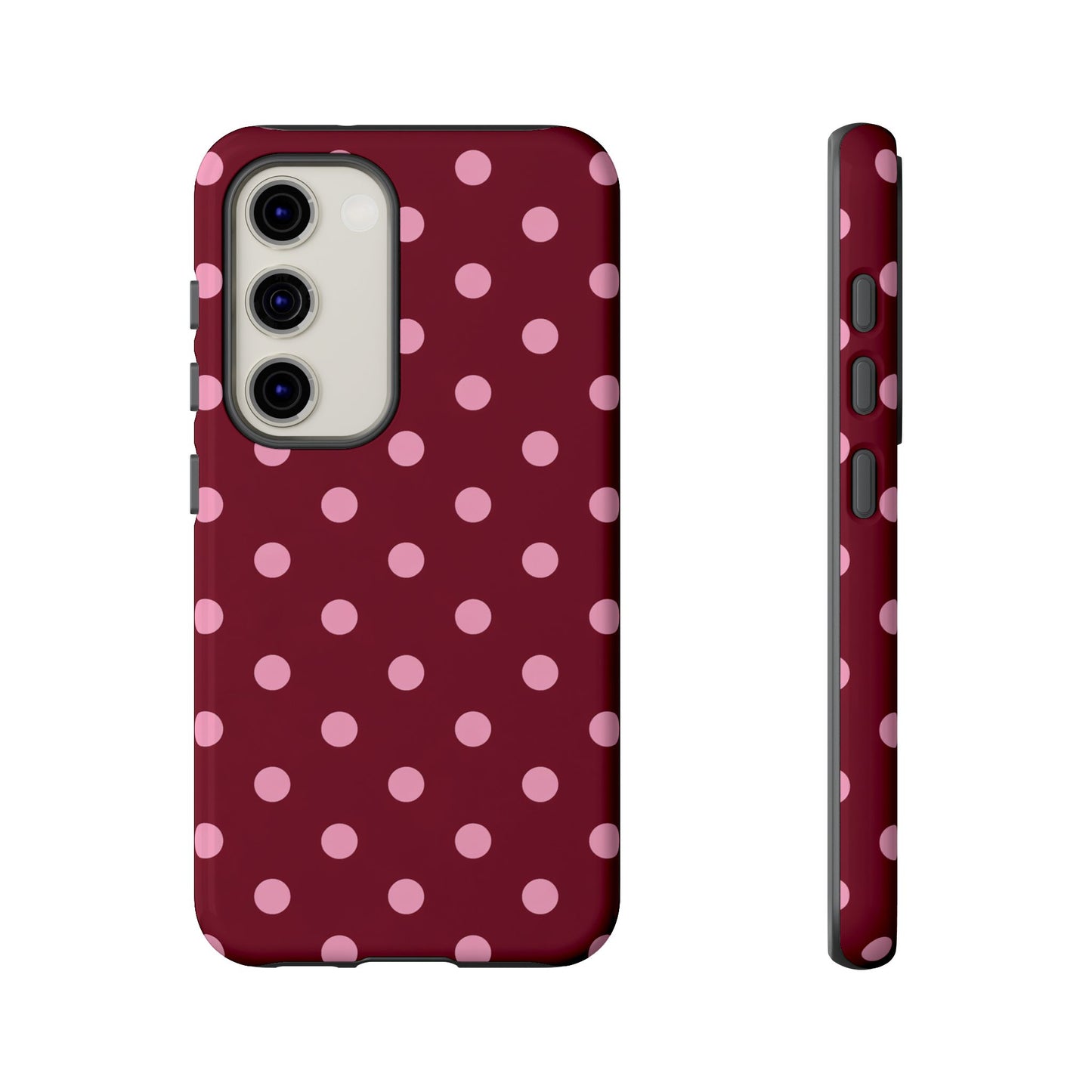 Pink Polka Dot Phone Case – Cute Aesthetic Tough Protective Phone Cover for Iphone, Samsung Galaxy and Pixel