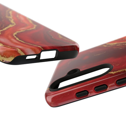 Red Agate Marble Phone Case with Gold Veins – Luxury Tough iPhone & Samsung Case