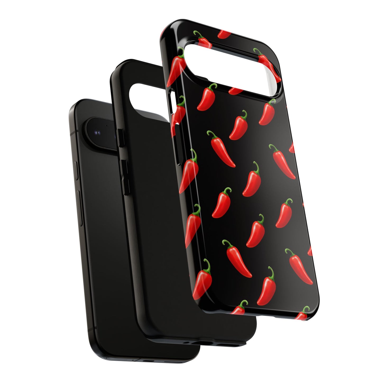 Spicy Chili Pepper Phone Case – Black Cute Hot Pepper Tough Cover for Iphone, Samsung Galaxy and Pixel