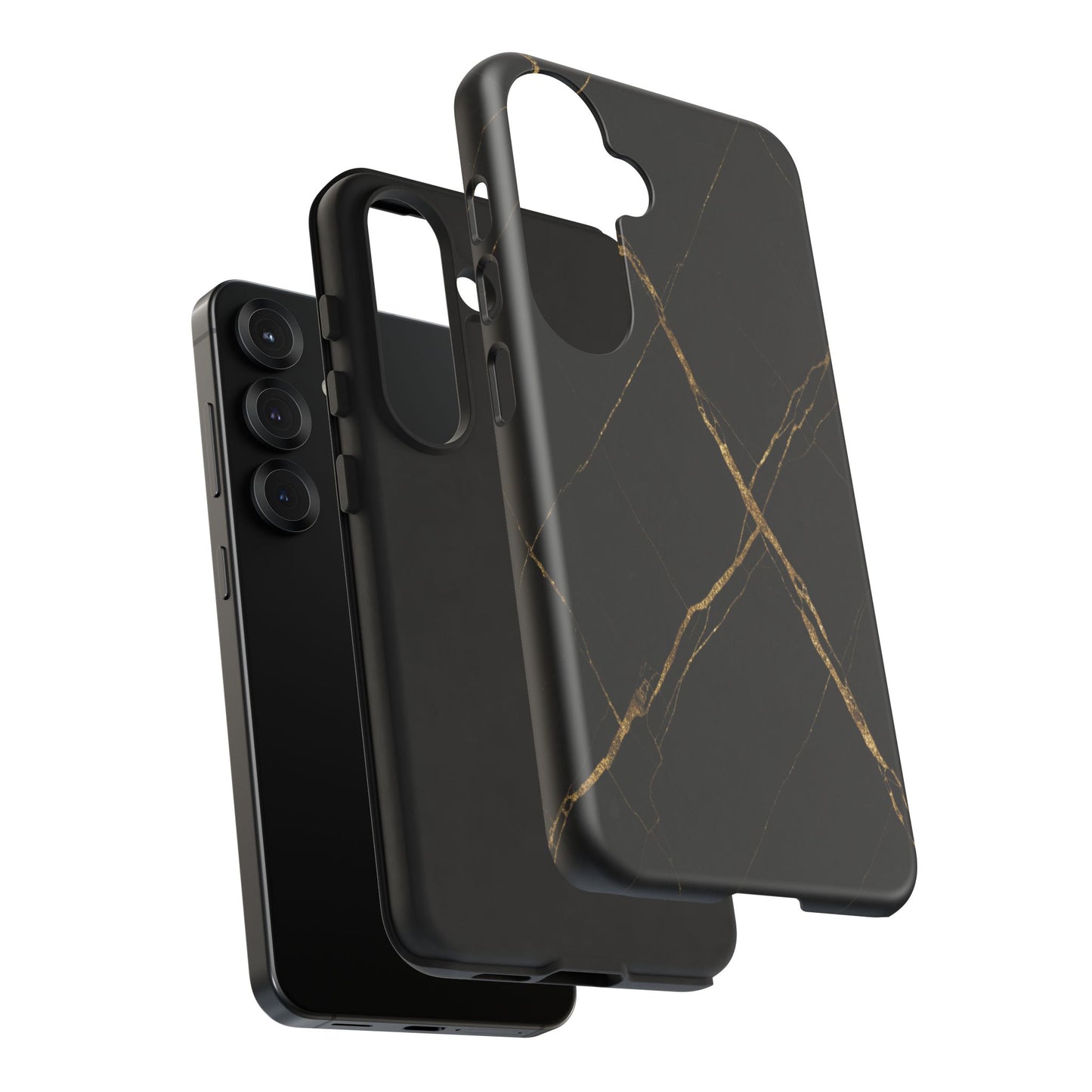 Black Marble Phone Case with Gold Veins – Luxury Minimal Aesthetic Tough Case