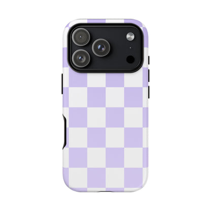 Lavender Checkerboard Phone Case | Pastel Aesthetic Tough Case