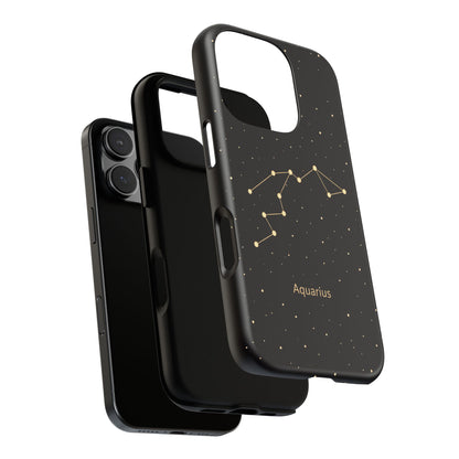 Aquarius Zodiac Constellation Phone Case – Luxe Gold Celestial Cover