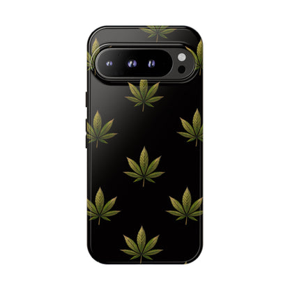 Cannabis Leaf Phone Case Green Weed Leaf Pattern Tough Protective Cover
