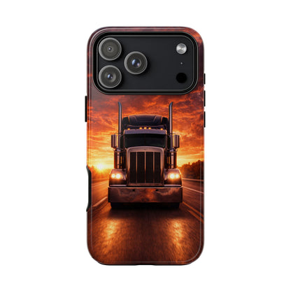 Big Rig Truck Phone Case Sunset Highway Semi Truck iPhone Samsung Cover