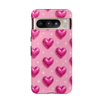 Pink Heart Pattern Phone Case | Tough Protective Case for Iphone, Samsung Galaxy and Pixel