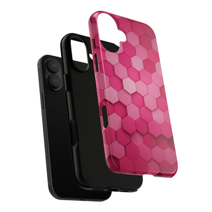 Hot Pink Hexagon Phone Case | Honeycomb Geometric Aesthetic | Cute Pink iPhone & Samsung Tough Protective Case