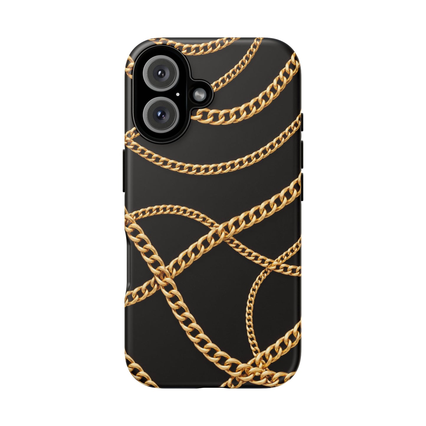 Luxury Gold Chain Phone Case – Black Designer Style Tough Protective Cover for Iphone, Samsung Galaxy and Pixel