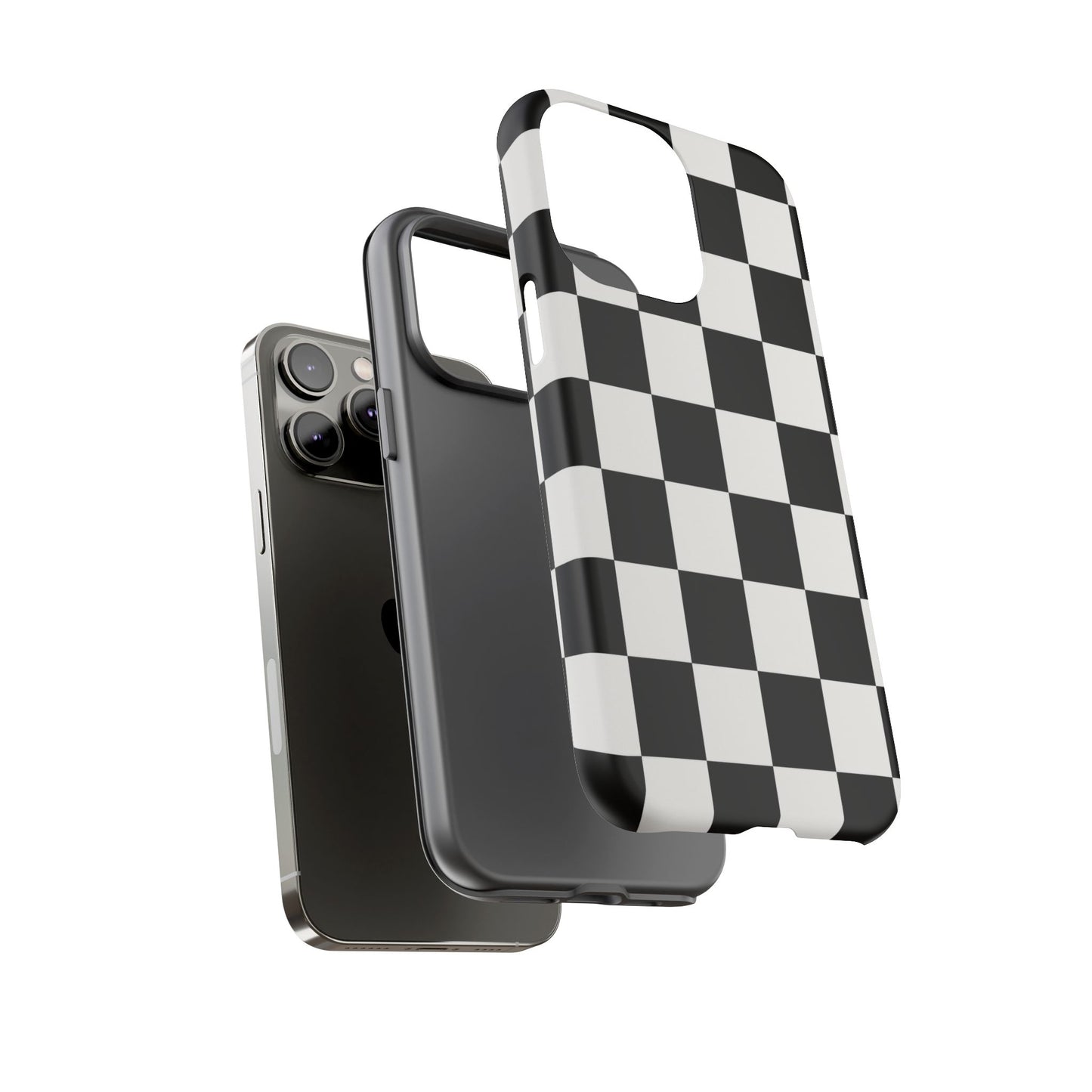 Black & White Checkerboard Phone Case – Classic Aesthetic Tough Protective Case