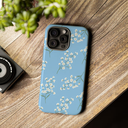 Baby’s Breath Floral Phone Case – Blue Minimal Flower Aesthetic Tough Case