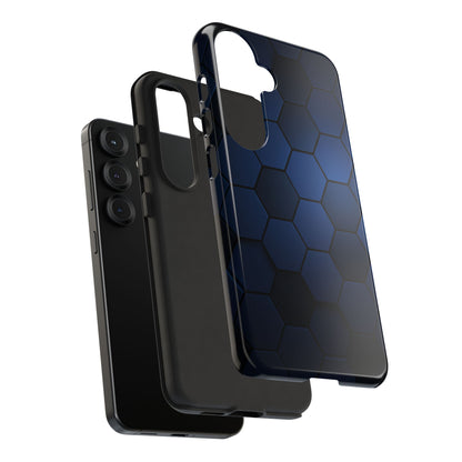 Blue Hexagon Gradient Phone Case | Honeycomb Geometric Tech Aesthetic | Minimalist Tough Case for iPhone & Samsung