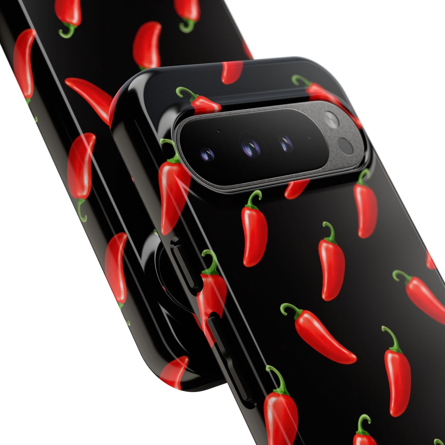 Spicy Chili Pepper Phone Case – Black Cute Hot Pepper Tough Cover for Iphone, Samsung Galaxy and Pixel