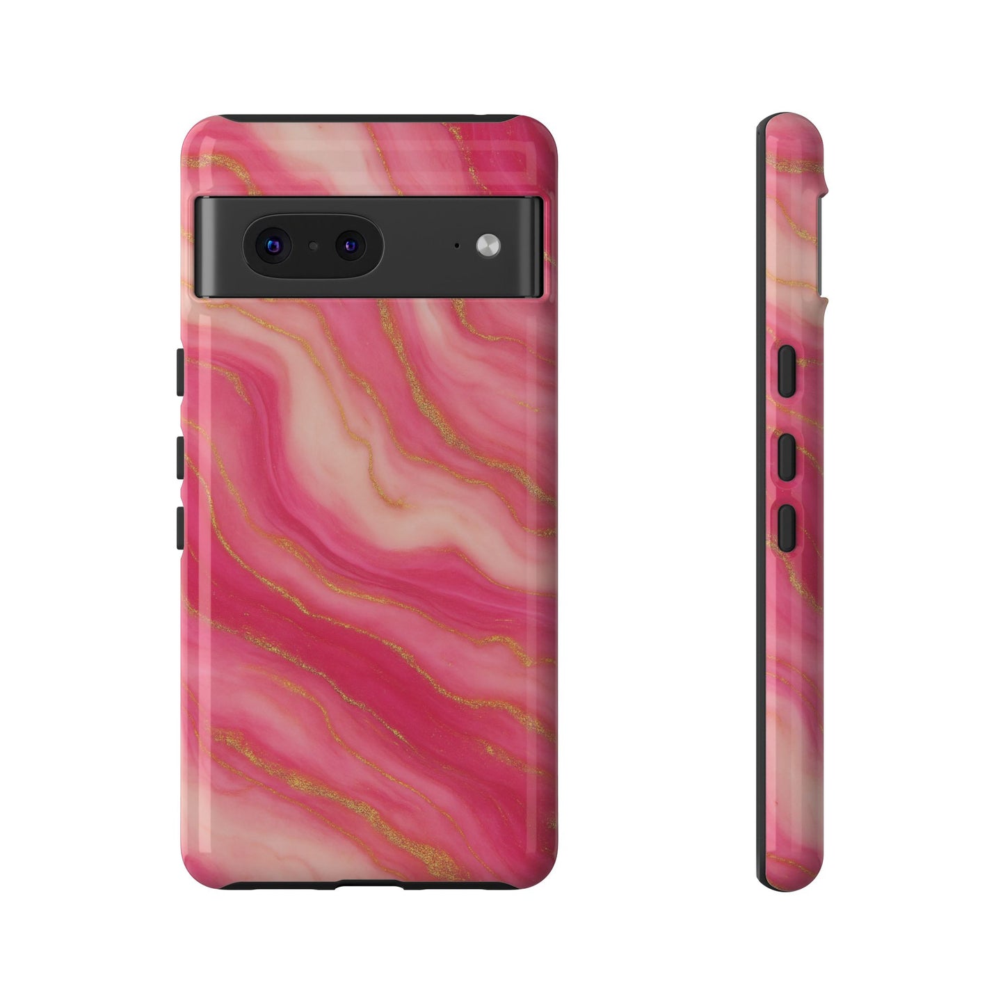 Pink Marble Phone Case | Rose Gold Swirl Aesthetic Tough Protective Case
