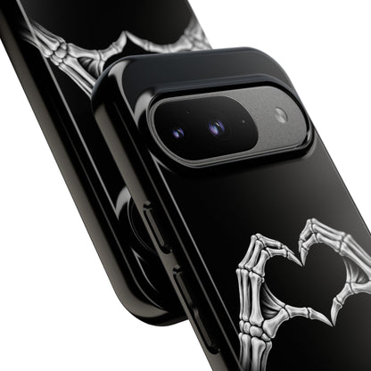 Skeleton Hands Heart Phone Case | Gothic Black Protective Cover