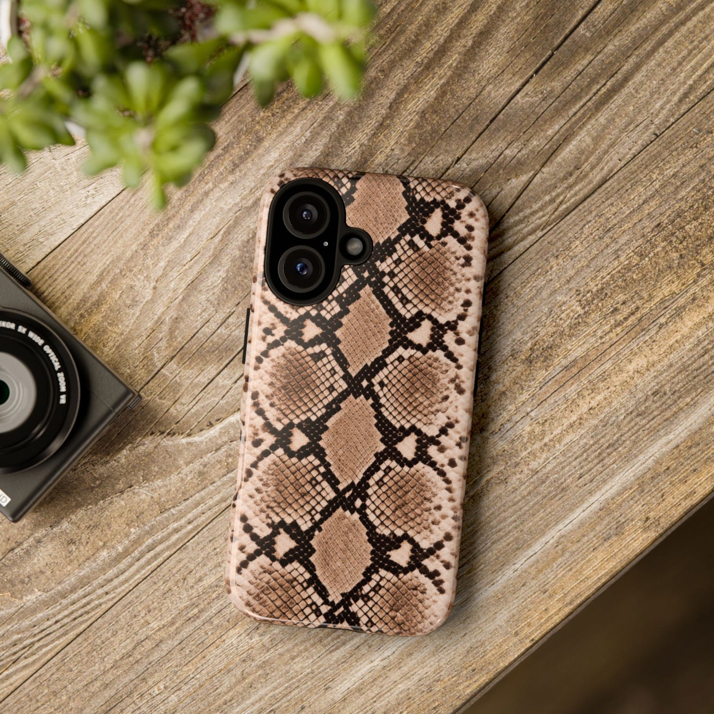 Snake Print Phone Case – Brown Python Pattern Slim Protective Cover for Iphone, Samsung Galaxy and Pixel