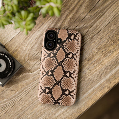 Snake Print Phone Case – Brown Python Pattern Slim Protective Cover for Iphone, Samsung Galaxy and Pixel