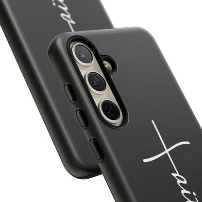 Faith Cross Phone Case, Christian Aesthetic Minimalist Black Matte Case, Religious Gift iPhone Samsung Cover